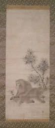 Monkeys with Pine Saplings and Butterfly
